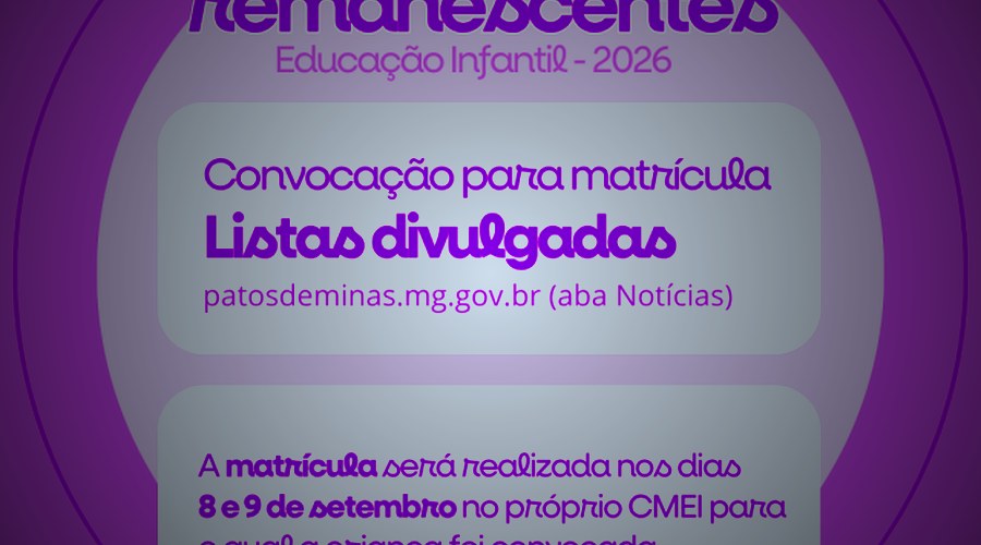 16ª chamada para vagas remanescentes em CMEIs 04 Set 2026 268 visualizações CONTINUAR LENDO