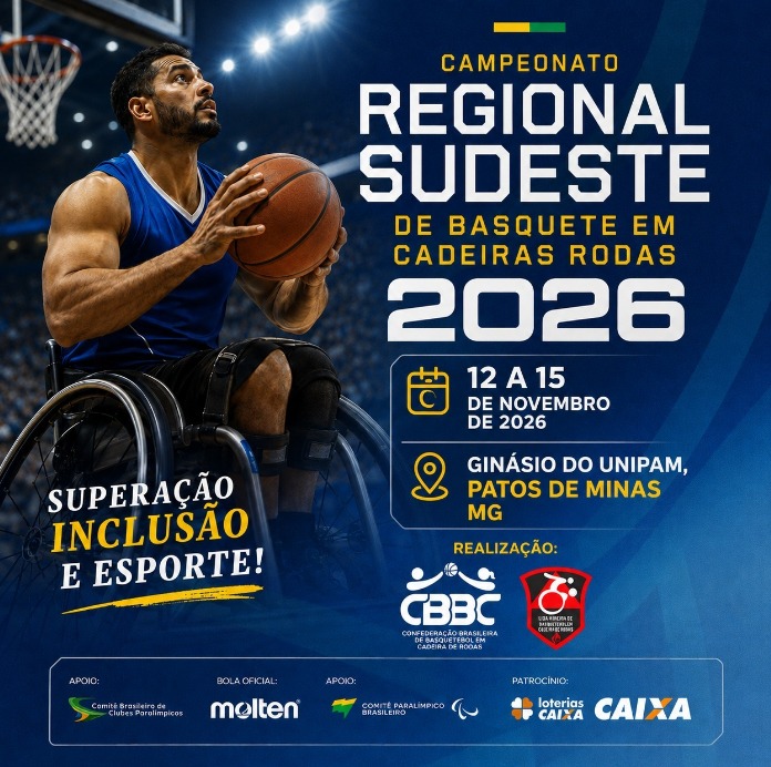 Patos de Minas será sede do Campeonato Regional Sudeste de Basquete em Cadeira de Rodas 2026